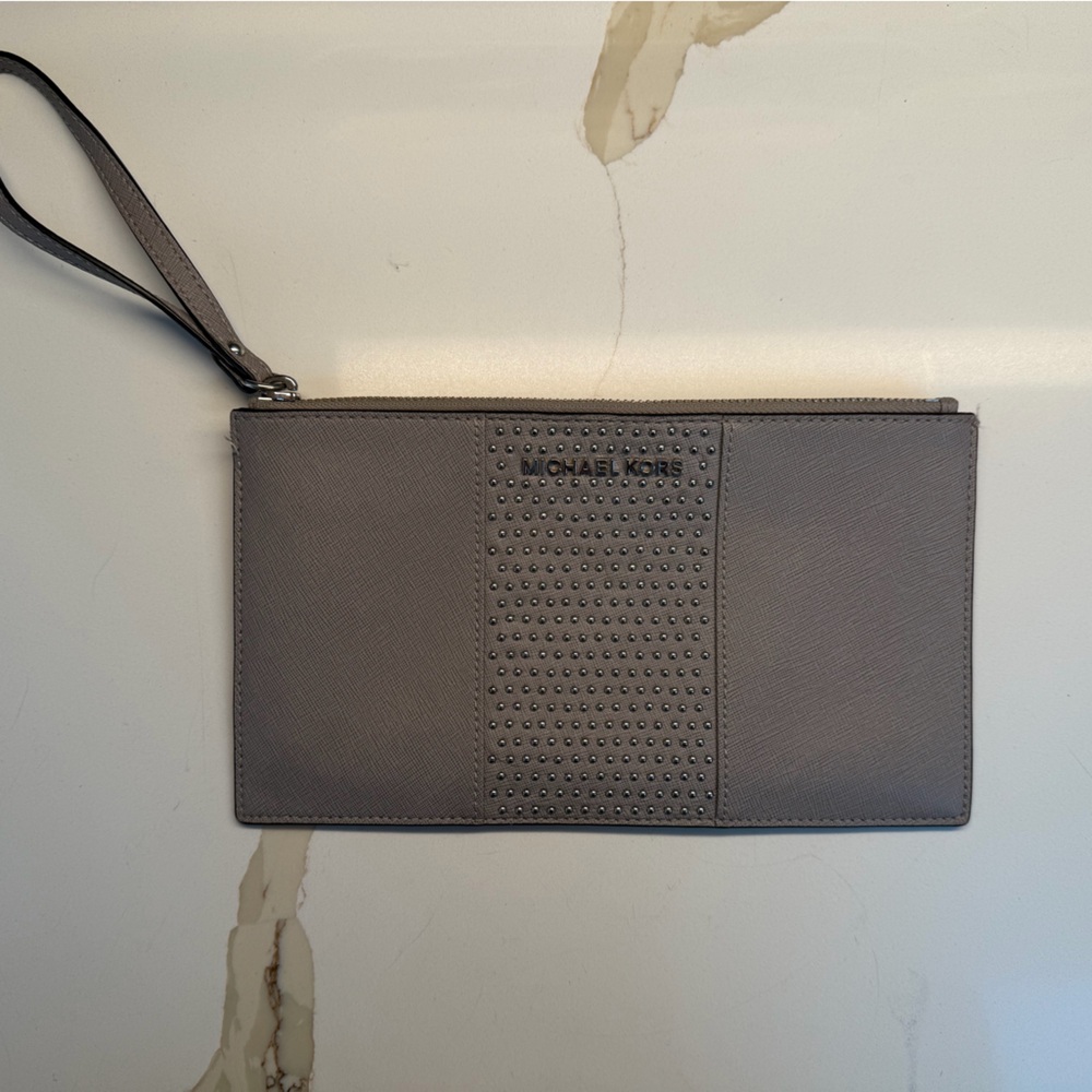 Michael Kors Gray Studded Wristlet